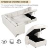 U - Shaped Sectional Sofa Pull Out Sofa Bed With 2 USB Ports, 2 Power Sockets, 3 Back Pillows And A Storage Chaise For Living Room - Beige - Image 6