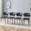 Minimalist Ergonomic Dining Chair With Curved Backrest In, (Set of 4) - Black - Image 2