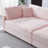 Elegant Corduroy Sofa With Throw Pillows And Backrests For Living Room Leisure - Pink - Image 8