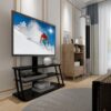 Multi-Function Angle And Height Adjustable Tempered Glass TV Stand - Black - Image 7