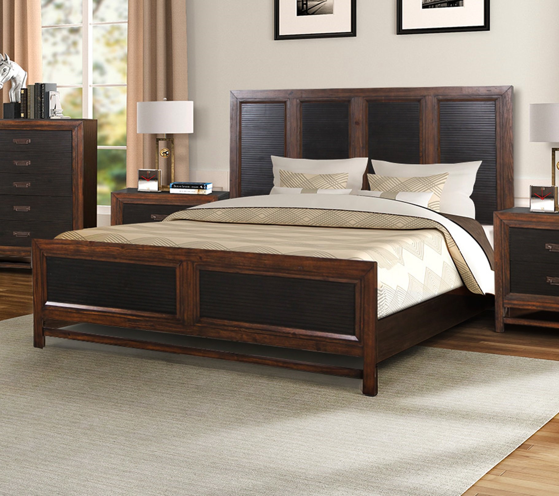 Branson - King Size Panel Bed, Two Tone - Brown - Image 7