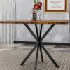 Mid Century Modern Square Dining Table Set With Faux Marble Tabletop And Iron Legs For 4, Space Saving Design - Brown / Blue - Image 10