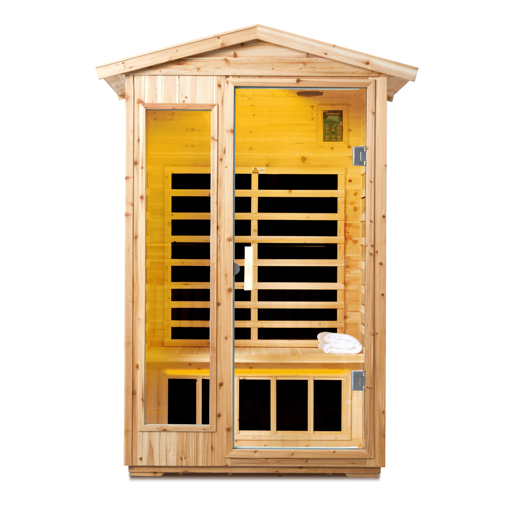 2 Person Far Infrared Old Fir Outdoor Sauna Room - Natural - Image 4