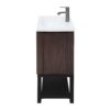 Modern Freestanding Bathroom Vanity With Ceramic Sink, Hot And Cold Faucet, 2 Door Cabinet & Open Iron Shelf, Magnesium Oxide And Iron Frame - Walnut - Image 11