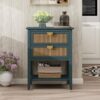 2 Drawer Side Table - Natural Rattan - End Table - Suitable For Bedroom, Living Room, Or Study - Green - Image 2