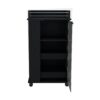 Bar Cart With Glass Door, 2 Side Shelves And Casters - Black - Image 4