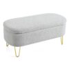 Upholstered Oval Storage Bench With Metal Legs - Gray - Image 11