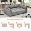 Sectional Sofa Modular Sofa U - Shaped Sofa Couch Sofa Bed L - Shaped Sofa With A Movable Ottoman And Two USB Ports For Living Room - Light Gray - Image 4