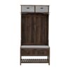 Hall Tree With 6 Hooks And Hinged Lid, Coat Hanger, Entryway Bench, Storage Bench, 3 In 1 Design, For Entrance, Hallway - Brown - Image 9