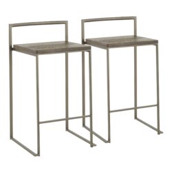 Fuji - Industrial Stackable Counter Stool (Set of 2) - Antique / Espresso