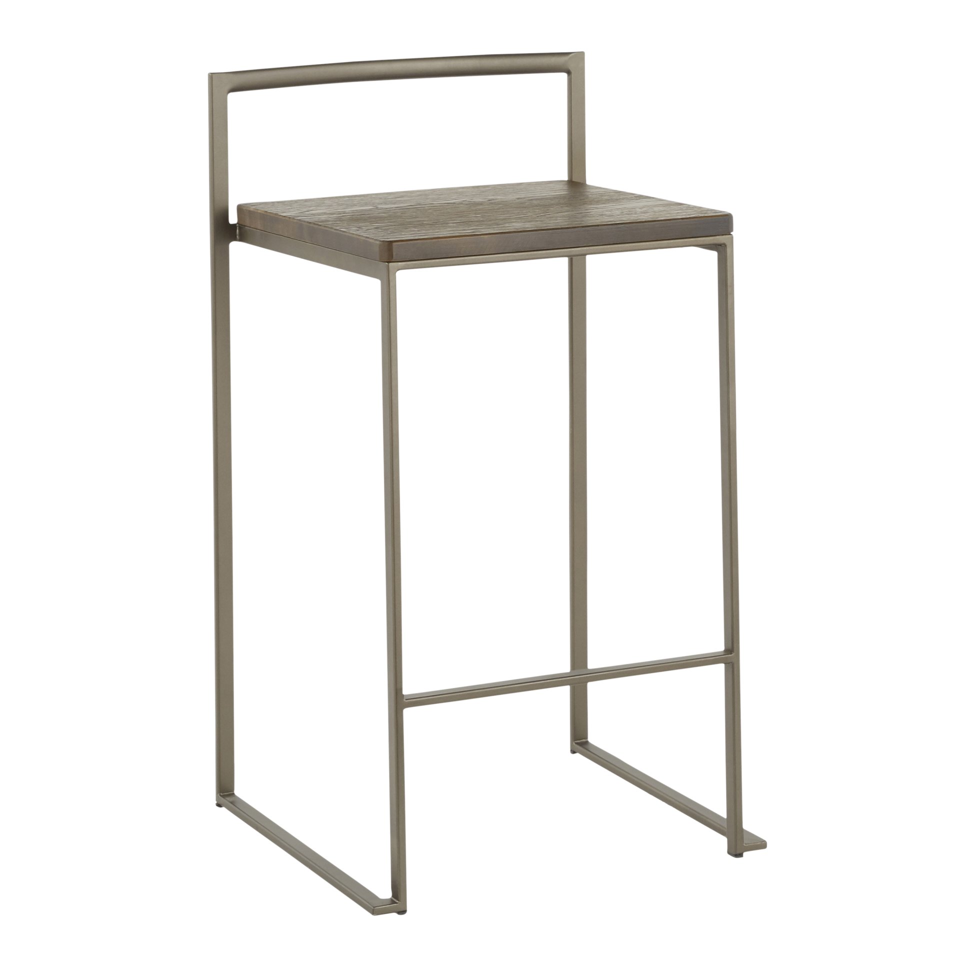 Fuji - Industrial Stackable Counter Stool (Set of 2) - Antique / Espresso - Image 2