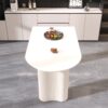 Modern Cream Style Dining Table With Round Wave Legs, 4 - 8 Person - Cream White - Image 5