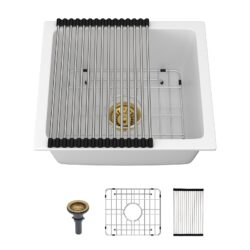 Undermount Single Bowl Kitchen Sink, With Durable Non Porous Surface - White