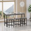 Modern Design Long Dining Table Set With 3 Stools - Gray - Image 2