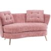 Polyester Fiber Loveseat Sofa Chair Upholstered Couch With Golden Metal Legs Club 2 Seat Sofa For Living Reading Room Bedroom Apartment Small Space Dorm - Pink - Image 8