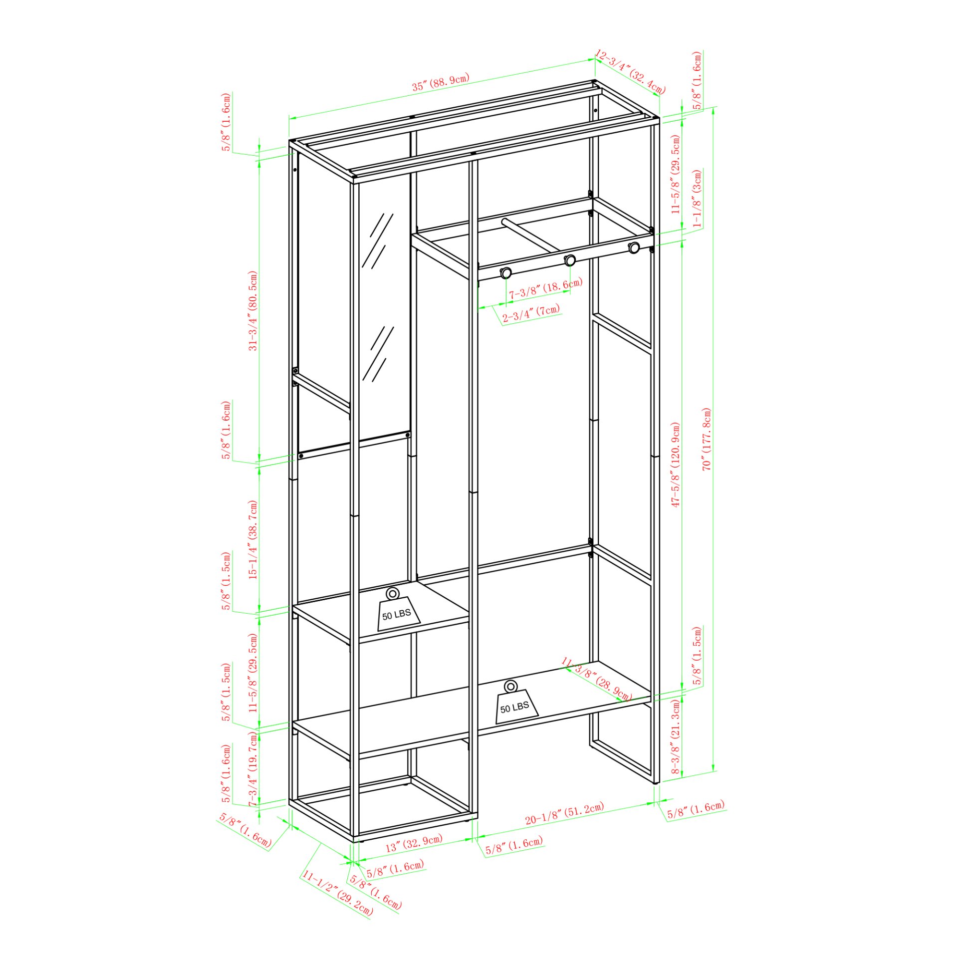 Modern Hall Tree With Hanging Storage - Rustic Oak - Image 2