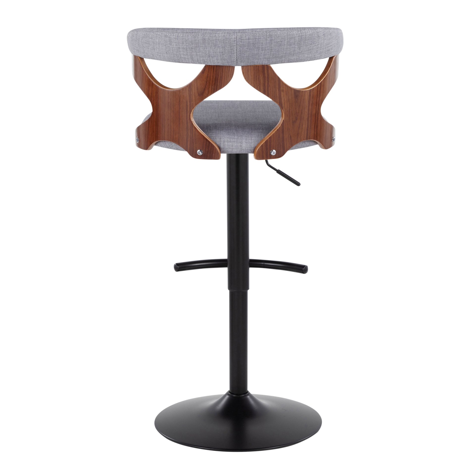 Gardenia - Contemporary Adjustable Barstool With Swivel With Rounded T Footrest (Set of 2) - Black / Walnut / Light Gray - Image 5