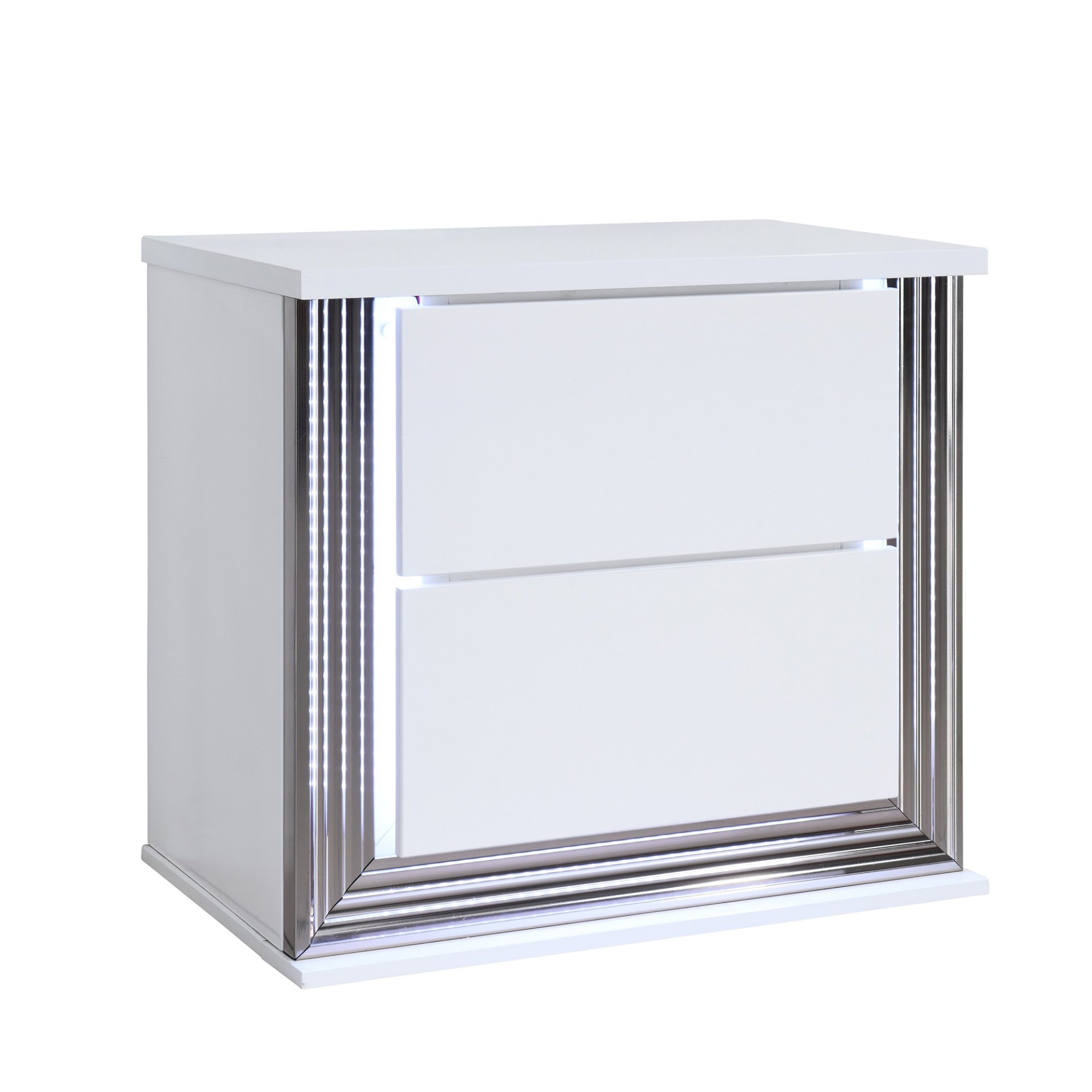 Moon - Smooth Nightstand With LED - White - Image 5