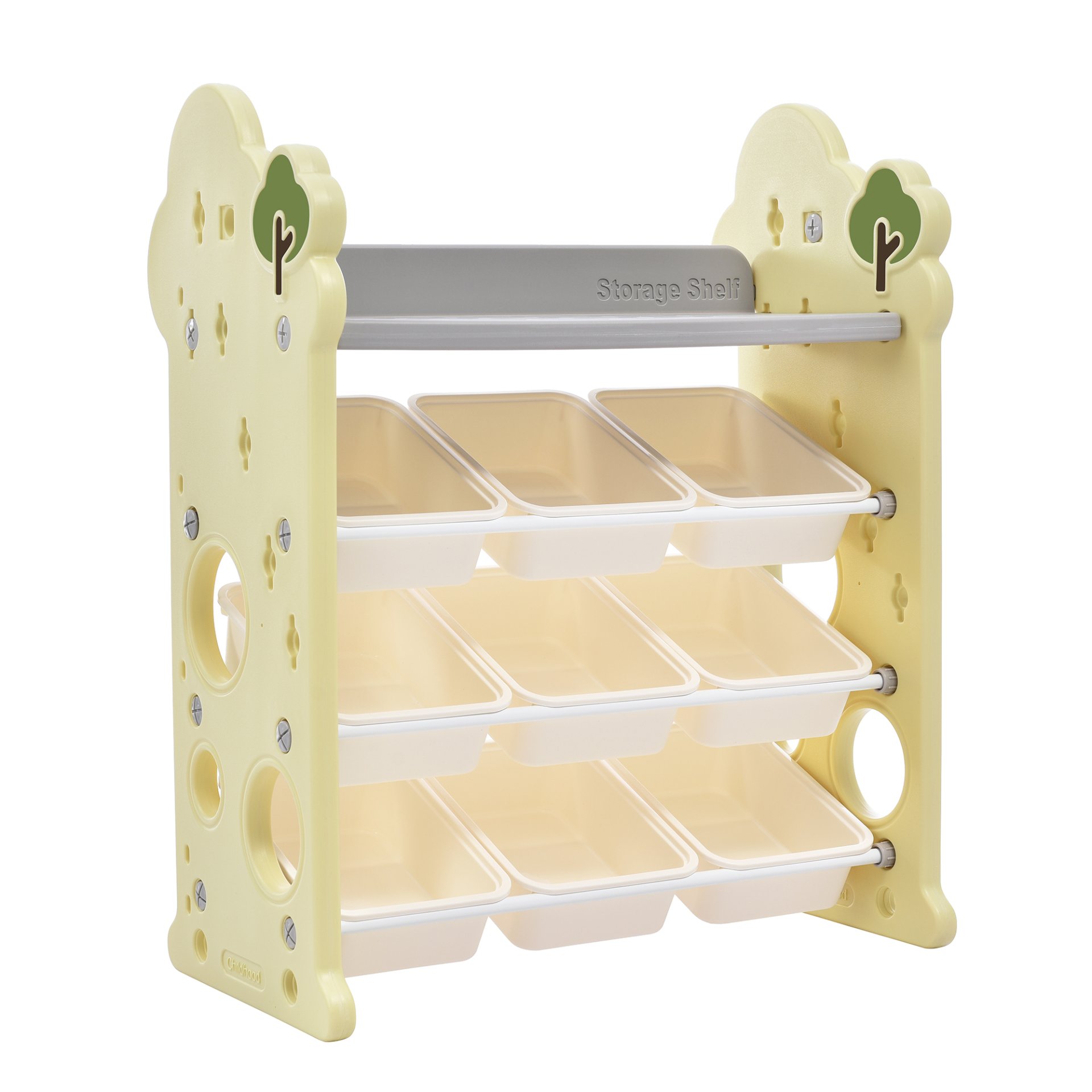 Kids Bookshelf Toy Storage Organizer With 17 Bins And 5 Bookshelves, Multi-Functional Nursery Organizer Kids Furniture Set Toy Storage Cabinet Unit With HDPE SheLF And Bins - Light Green - Image 18