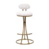 Modern S Shaped Bar Stools (Set of 2) With Backrest Floral Print Upholstered Dining Chairs Counter Height For Kitchen Island - Gold & White Print - Image 5