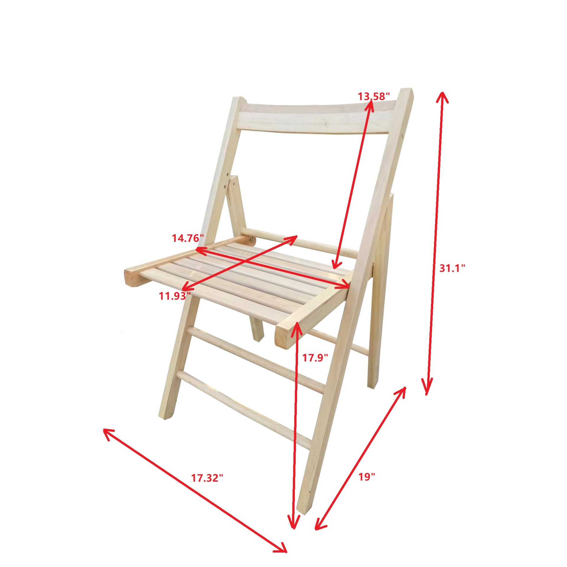 Folding Chair, Foldable Style (Set of 2) - Natural - Image 3