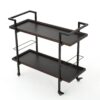 Modern Industrial Bar Cart With Shelving And Rolling Casters - Walnut - Image 10