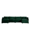 Modern Upholstered Corduroy Sofa With 3 Footstools, 4 Seater - Green - Image 13