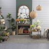 Farmhouse Round Wooden Round Coffee Table With Metal Legs - Black / Brown - Image 4