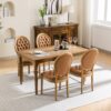 French Style Solid Wood Frame Antique Painting, Hand-Pulled Buckle Decoration Artificial Leather Dining Chair With Nailhead Trim, Wood Legs, Density Foam, Steel Spring Inner (Set of 2) - Light Brown - Image 18