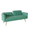 Velvet Sofa Bed With Nail Head Trim And Throw Pillow Sponge Filling Metal Legs - Green - Image 11