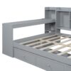 Full Size Daybed With 3 Drawers USB Ports And Desk - Gray - Image 9