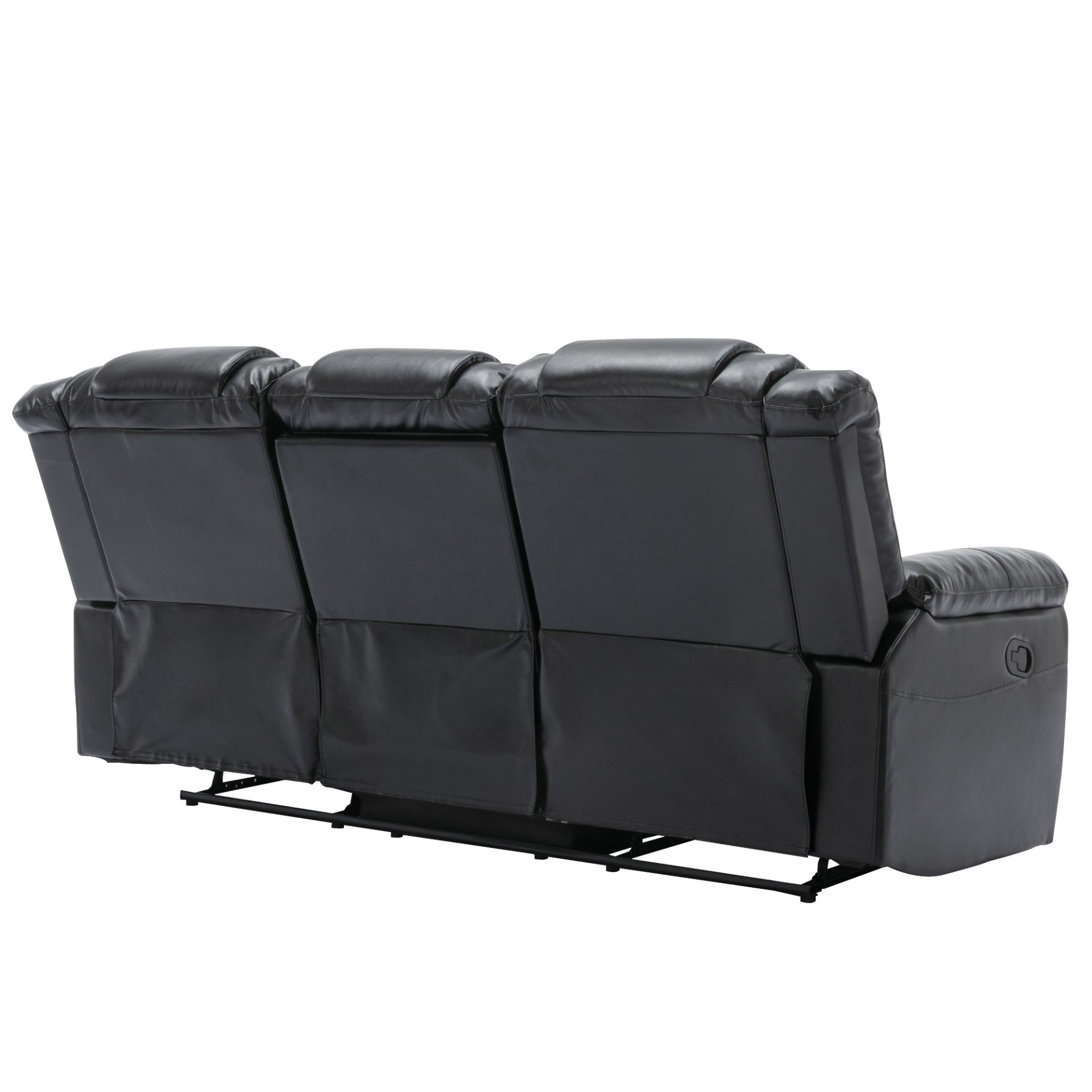 3 Seater Home Theater Recliner Manual Recliner Chair With Two Built-In Cup Holders For Living Room - Black - Image 11