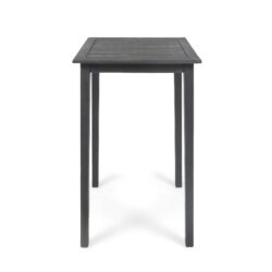 Outdoor Minimalist Acacia Wood Square Bar Table - Dark Gray