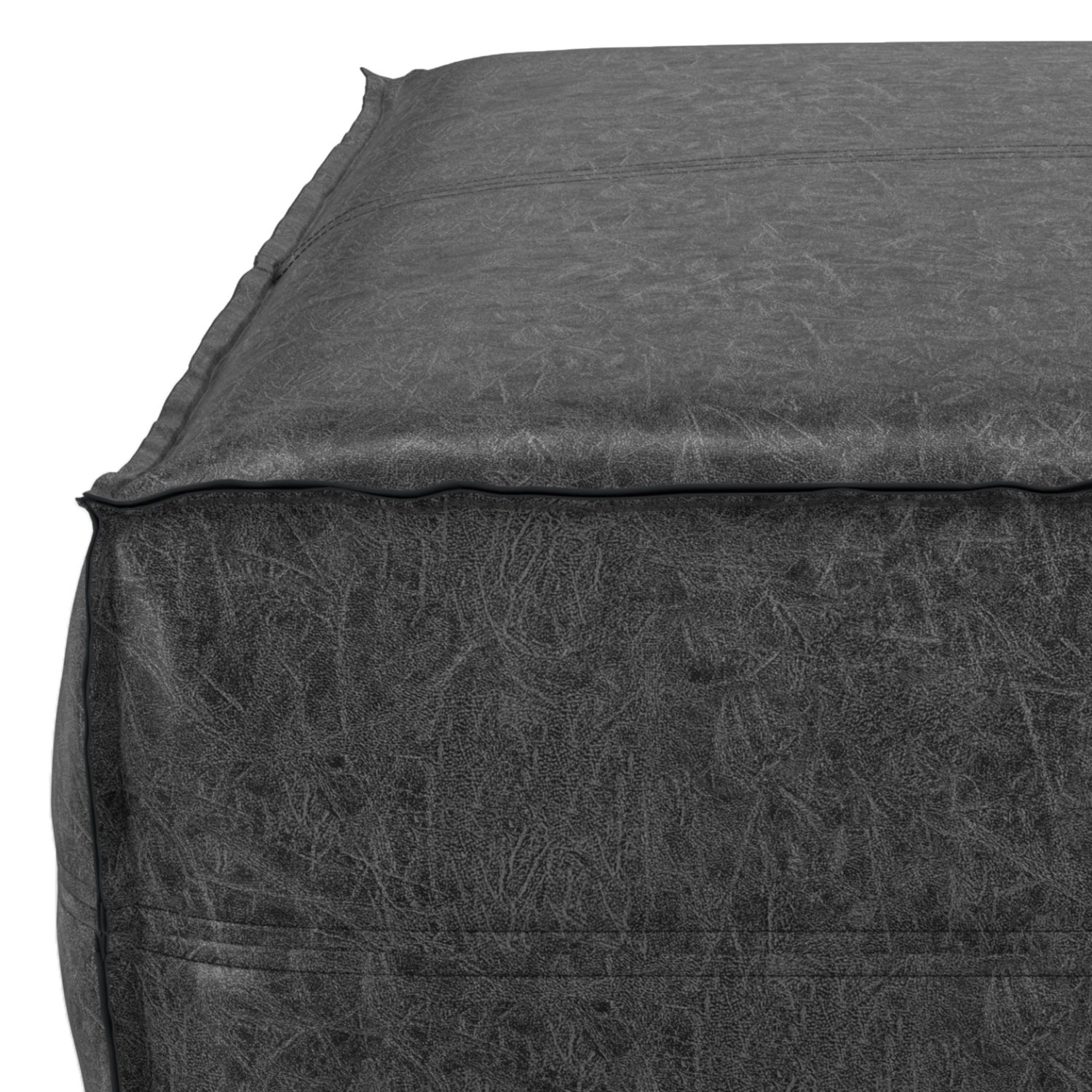Brody - Extra Large Coffee Table Pouf - Distressed Black - Image 4