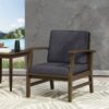 Enchanting Outdoor Club Chair With Slat Panel Design And Water Resistant Cushion - Dark Gray - Image 10