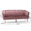 Modern Glam Velvet 3 Seater Sofa With Curvaceous Shell Design - Blush - Image 3