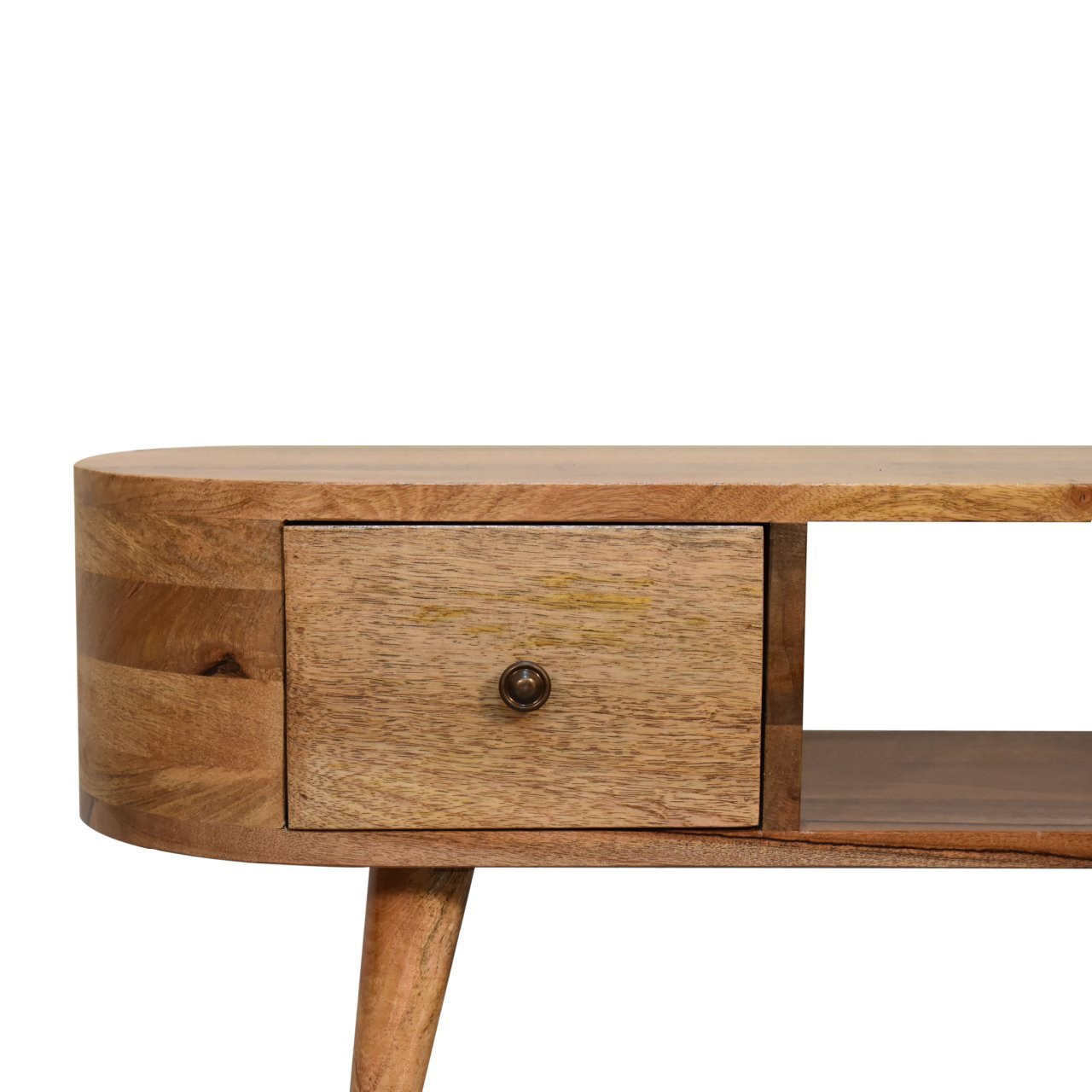 Mini Wooden Rounded Entertainment Unit - Oak - Image 6