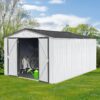 10'x12' Garden Sheds Outdoor Storage Sheds - White / Gray - Image 5