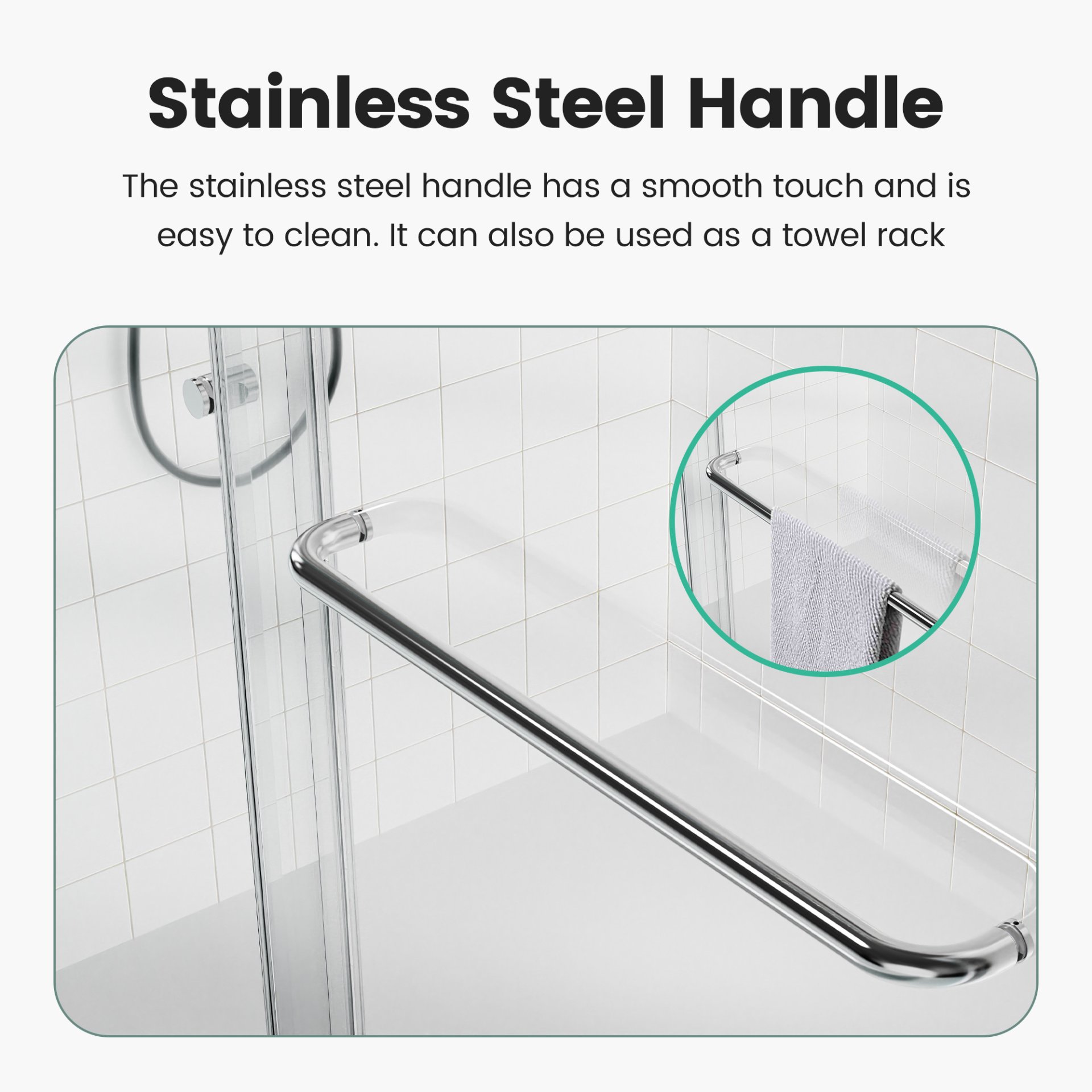56" -60" W*70" H Semi-Frameless Double Sliding Shower Door, Bypass Shower Door, 1 / 4" (6Mm) Thick SGCC Tempered Glass Door - Chrome - Image 6