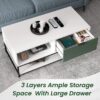 Watson - Wood Coffee Table Steel Frame With Shelves And Drawer - White And Green - Image 4