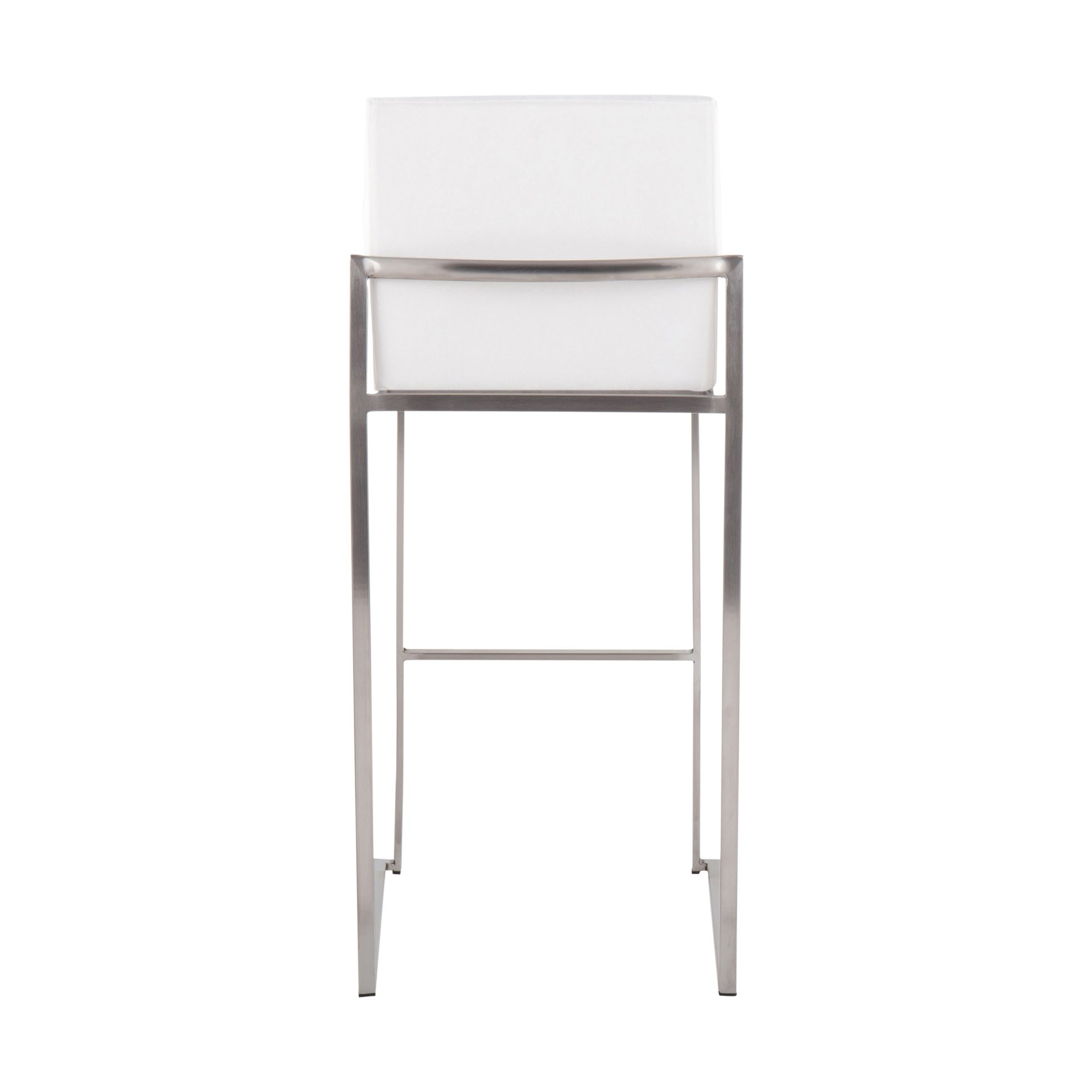 Fuji - Contemporary High Back Barstool (Set of 2) - White - Velvet - Image 5
