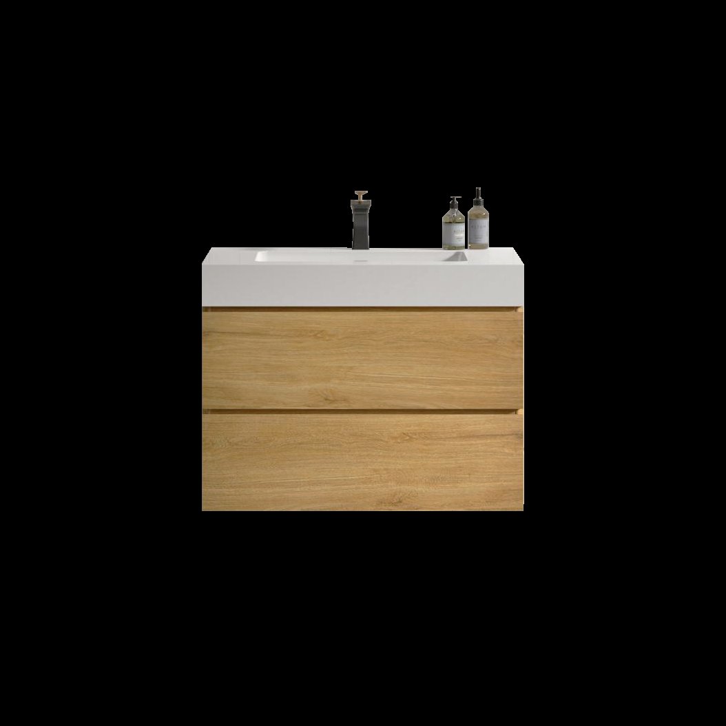 Alice - U041-Alice30-106 Bathroom Vanity With Sink, Large Storage Wall Mounted Floating Bathroom Vanity For Modern Bathroom - Oak / White - Image 4