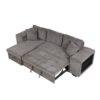 Modern L-Shape 3 Seat Reversible Sectional Couch, Pull Out Sleeper Sofa With Storage Chaise And 2 Stools For Living Room Furniture Set - Knox Charcoal - Image 17