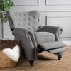 Accented Push Back Recliner Chair With Rolled Arms - Charcoal - Image 9