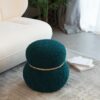 Snowman Stool With Lamb Wool Cushion And Solid Wood Frame - Dark Green - Image 4