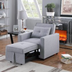 Zoey - Convertible Sleeper Chair With Side Pocket - Light Gray