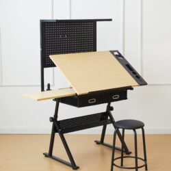 Drafting Table With Metal Perforated Board Pannel - Black / Brown