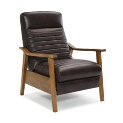 Asher - Modern Push Back Recliner With Wood Arms - Brown