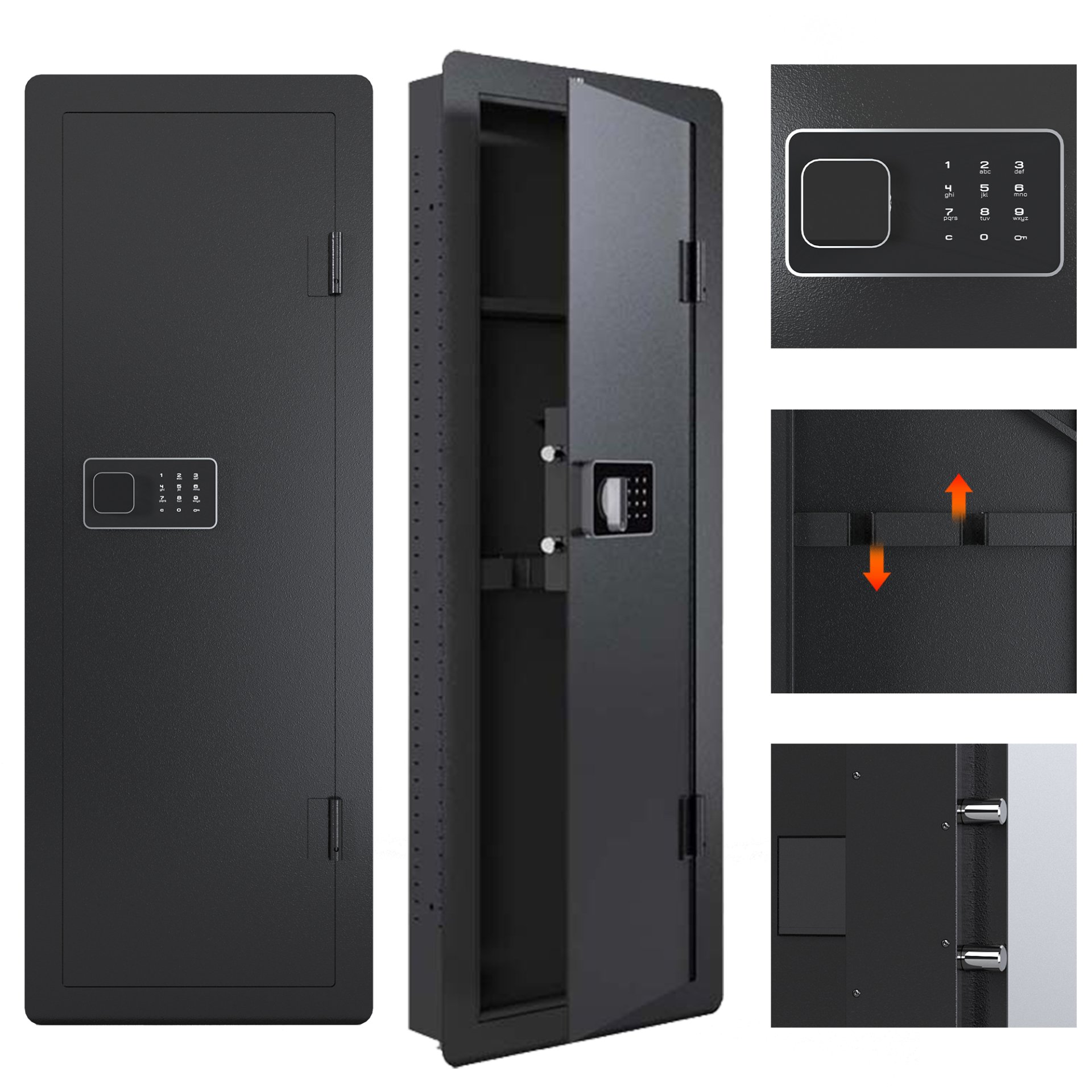 Wall Gun Safe, Gun Safes For Home, Gun Safes & Cabinets, Wall Safes Between The Studs, Quick Access Rifle Safe With Removable Shelf And Digital Keypad - Black - Image 4