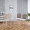 5 Pieces Dining Set, Table Metal Leg Mid-Century Dining Table For 4 - 6 People With MDF Table Top, Pedestal Dining Table, Table Leisure Coffee Table - White - Image 3